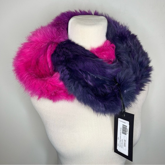 Jocelyn Ombré Knit Rabbit-Fur Infinity Scarf